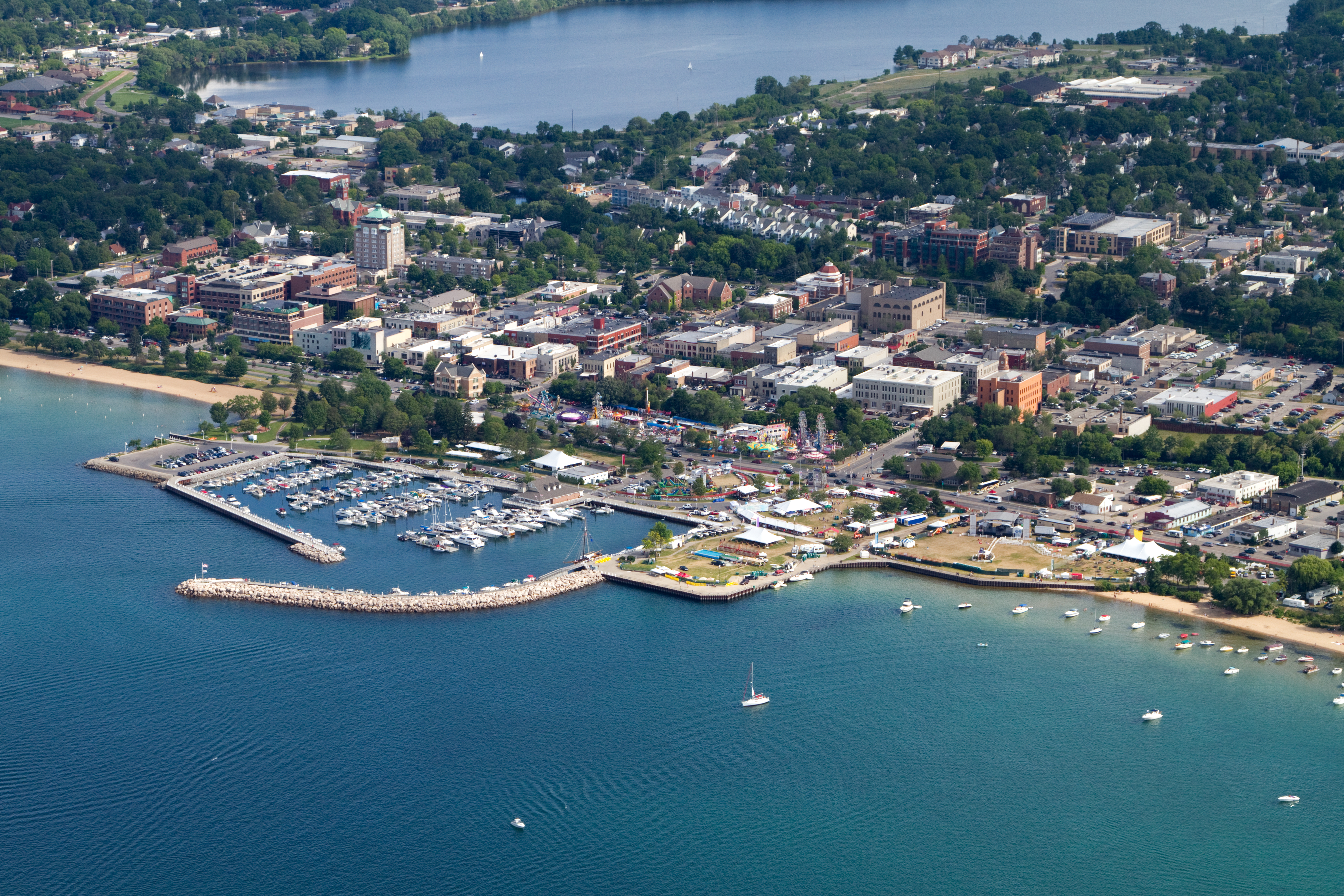 Aerial view of Traverse City, Michigan.